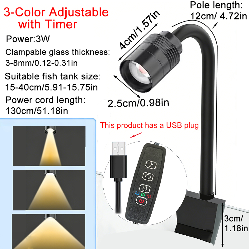 Aquarium Marine Lights - Holofote para aquário sul-americano, 3w, 3